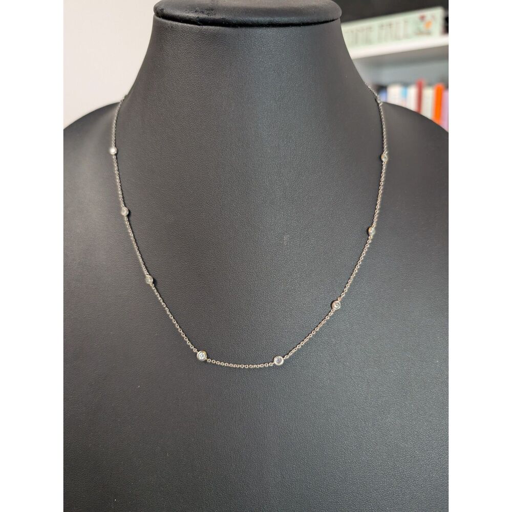 Minimalist Silver Bezel Station Necklace 20"